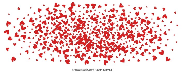 Red Papercut Vector Panoramic White Backgound. Valentine Hearts Texture. Burgundy Visual Heart Banner.