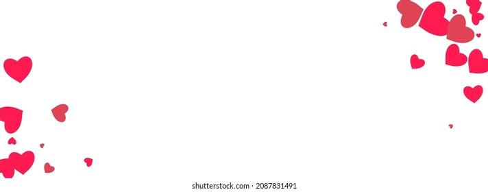 Red Papercut Vector Panoramic White Backgound. Happy Heart Design. Burgundy 3d Hearts Concept.