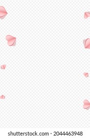 Red Papercut Vector Transparent Backgound. Decoration Confetti Card. Maroon Color Love Heart Border.