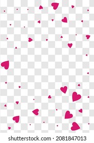 Red Papercut Vector Transparent Backgound. Valentine Confetti Pattern. Maroon Color Cut Heart Template.