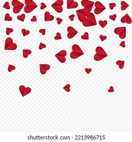 Red Papercut Vector Transparent Backgound. Fly Heart Poster. Maroon Color Happy Hearts Card.