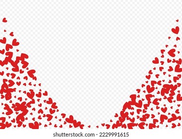 Red Papercut Vector Transparent Backgound. Valentine Confetti Frame. Burgundy Romantic Hearts Illustration.