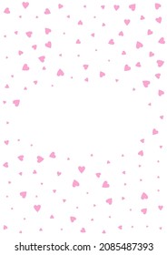Red Papercut Vector White Backgound. Fly Heart Postcard. Pink Happy Confetti Design.