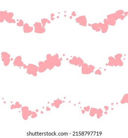 Red Papercut Vector White Backgound. Romance Hearts Pattern. Pink Visual Confetti Template.