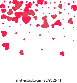 Red Papercut Vector White Backgound. Decoration Hearts Wallpaper. Pink Birthday Heart Pattern.