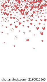 Red Papercut Vector White Backgound. 3d Confetti Border. Maroon Color Birthday Heart Frame.