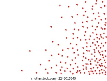 Red Papercut Vector White Backgound. Decoration Hearts Design. Pink Paper Confetti Banner.