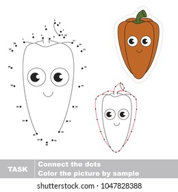 Red paprika funny. Dot to dot educational game for kids.