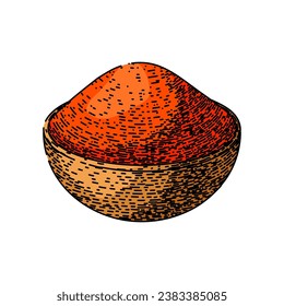 red paprika hand drawn. pepper food, ingredient powder, chili cayenne red paprika vector sketch. isolated color illustration