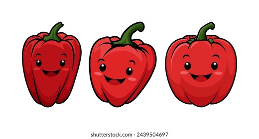 red paprika kawaii illustration, vector file