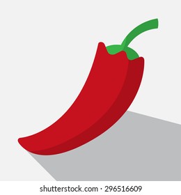 red paprika and long shadow on a yellow background