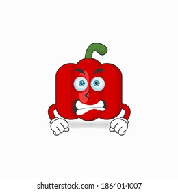 Red paprika mascot character with angry expression. vector illustration