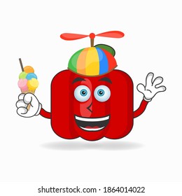 Red paprika mascot character with Red paprika and colorful hat. vector illustration