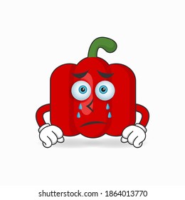 Red paprika mascot character with sad expression. vector illustration