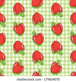 Red paprika on gingham background