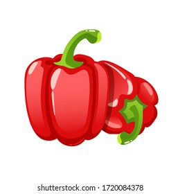 Pimrika roja sobre fondo blanco, comida saludable, verduras y especias. Icono del vector.