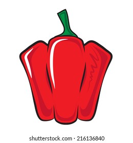Red paprika pepper isolated on white. Colorful design element. Eps 10 vector illustration.