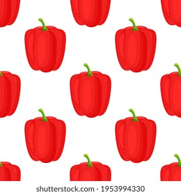 Red paprika pepper seamless pattern. Vector decorative design for backdrops, wrapping paper, fabric textile prints.
