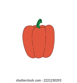 Red paprika vector illustration on white background. Suitable for food, fruits and vegetables content design