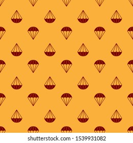 Red Parachute icon isolated seamless pattern on brown background.  Vector Illustration