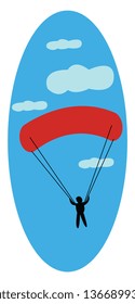 A red parachute vector or color illustration