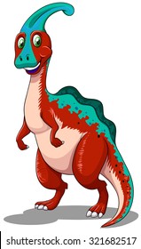 Red parasaurolophus  standing on two legs illustration
