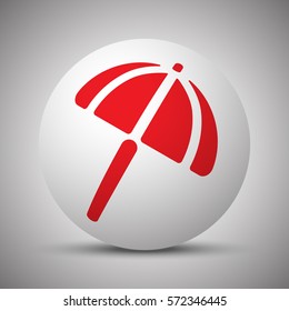 Red Parasol icon on white sphere