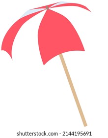 Red parasol vector illustration, isolated from background. 