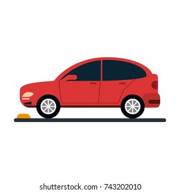 red parked car icon image 