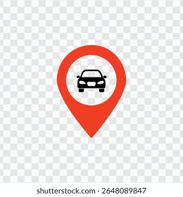 «Red Parking Locación Pin Icon with Car Symbol»