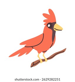 Red parrot bird hand drawn