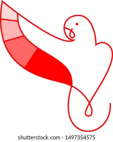 Red parrot with colorful wing