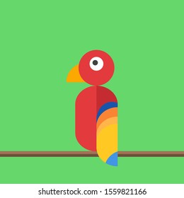 Loro rojo, ilustración, vector sobre fondo blanco.