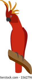Roter Papagei, Illustration, Vektorgrafik auf weißem Hintergrund.
