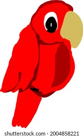 Red Parrot Isolated Bird Vector