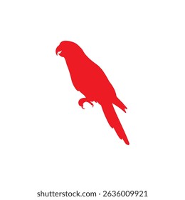 Red parrot mouth open silhouette icon vector flat design.