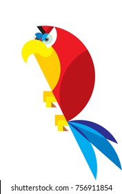 Red parrot on white background