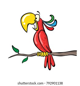 Red parrot smiling