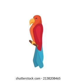 Red parrot. Vector cartoon illustration