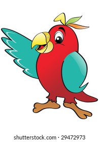 red parrot with white background, vector image
