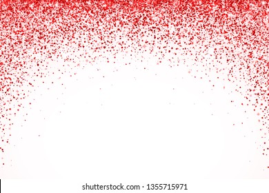 Red particles on white background, arch shape. Vector