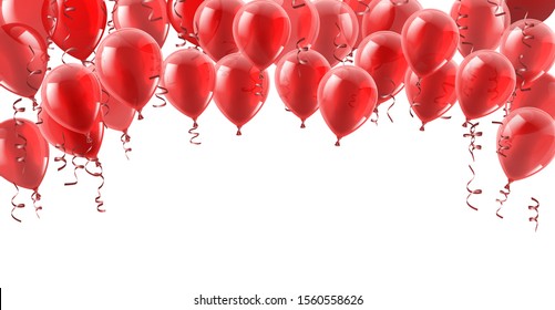 A red party balloons isolated header background