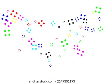 Red Party Circle Frame. Confetti Surprise Illustration. Abstract chaotic scatter on a white background. Astral design. Vector illustration