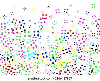 Red Party Circle Frame. Confetti Surprise Illustration. Dotted texture template. Geometric pattern in halftone style with gradient. Flying confetti.