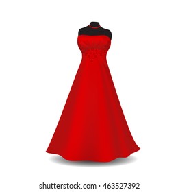red party dress with shadow on a white background