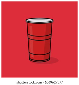 Red Party Glass Vector Illustration in Flat Style Design