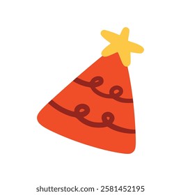 Red party hat doodle, illustration, simple, minimalist, hand-drawn, playful, clean, cute, aesthetic and friendly