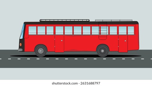 Red passenger bus city bus