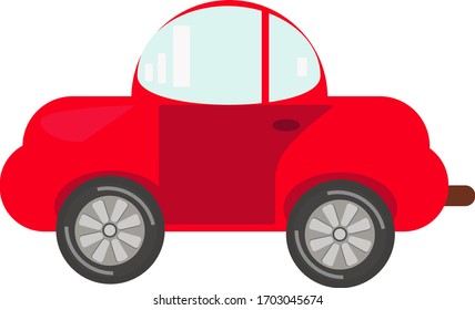Red passenger car, flat style, vector image