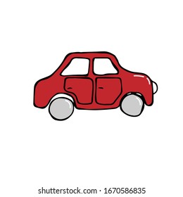 roter Personenkraftwagen, Vektorillustration, Illustration, handgezeichnet